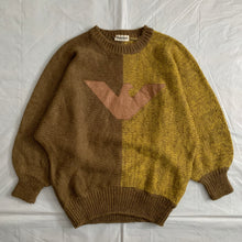 Load image into Gallery viewer, 1980s Armani Batwing Two Tone Mohair Sweater with Brown Leather Eagle Patch - Size M