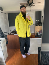 Load image into Gallery viewer, aw1993 Issey Miyake Quilted Yellow Nylon Moto Parka with Wrap Neck and Packable Hood - Size L