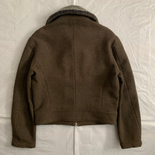 Load image into Gallery viewer, 1990s Katharine Hamnett Cropped Dark Khaki Wool Jacket with Fur Collar - Size M