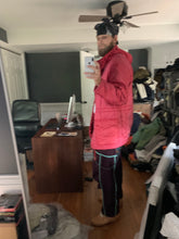 Load image into Gallery viewer, 1990s Armani Textured Iridescent Red Nylon Military Parka with Roll Hood - Size XL