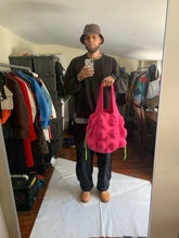 Load image into Gallery viewer, ss2004 Issey Miyake Futuristic Deformed Pink Neoprene Backpack / Tote Bag with Transparent Piping Trim - Size OS