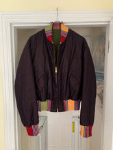 Load image into Gallery viewer, ss1993 Yohji Yamamoto Quilted Cropped Bomber with Ethnic Knitted Ribbing Details - Size OS