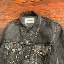Load image into Gallery viewer, 2000s Yohji Yamamoto Faded Denim Trucker Jacket with Bleach Dipped Sleeve Hems - Size M
