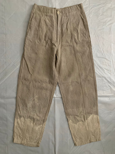 1980s CDGH Linen Trousers with Bleach Dyed Hems - Size S