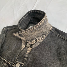 Load image into Gallery viewer, 2000s Yohji Yamamoto Faded Denim Trucker Jacket with Bleach Dipped Sleeve Hems - Size M