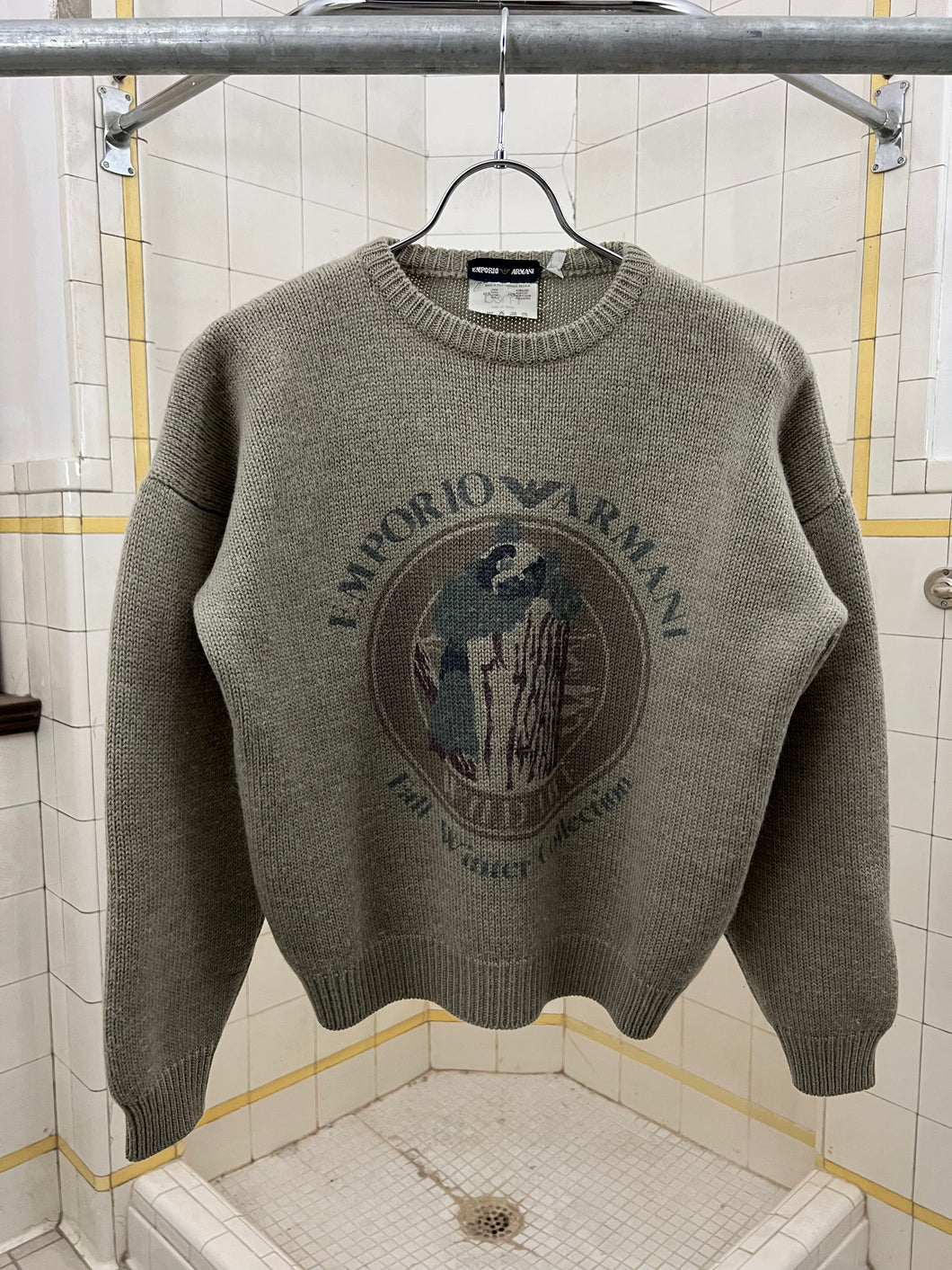 1980s Armani Beige Panda Graphic Sweater - Size S