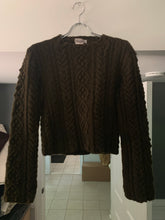 Load image into Gallery viewer, 1990s Yohji Yamamoto Cropped Olive Cableknit Sweater - Size S