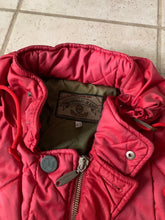 Load image into Gallery viewer, 1990s Armani Textured Iridescent Red Nylon Military Parka with Roll Hood - Size XL