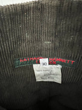 Load image into Gallery viewer, 1980s Katharine Hamnett Olive Corduroy Baggy Trousers with Waist Synch and Tapered Cuff - Size M