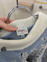 Load image into Gallery viewer, 1980s Marithe Francois Girbaud x Maillaparty Wide Intarsia Sweater with Button Collar Feature - Size L