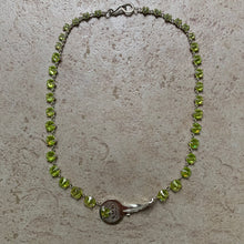 Load image into Gallery viewer, ss2021 Per Gotesson .925 Silver Plated Necklace with Green Crystals and Key - Size OS