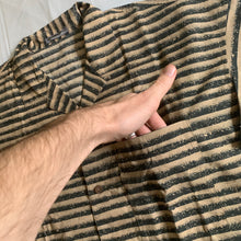 Load image into Gallery viewer, 1980s Issey Miyake Beige and Grey Stripe Short Sleeve - Size L