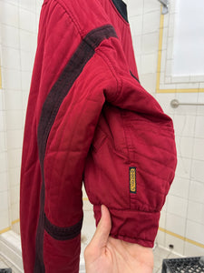 1980s Armani Heavy Red Cotton Cropped Bomber with Black Contrast Trim Detailing - Size XL