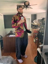 Load image into Gallery viewer, aw1997 Issey Miyake Wool Vibrant Camo Blazer with Leather Trim - Size L