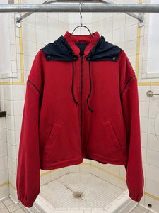 1980s Armani Rib Knit Bomber with Removable Sleeves and Backzip Hood - Size M