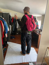 Load image into Gallery viewer, ss2004 Issey Miyake Futuristic Deformed Pink Neoprene Backpack / Tote Bag with Transparent Piping Trim - Size OS