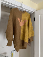 Load image into Gallery viewer, 1980s Armani Batwing Two Tone Mohair Sweater with Brown Leather Eagle Patch - Size M