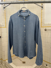 Load image into Gallery viewer, 1980s Marithe Francois Girbaud x Closed Textured Chambray Shirt with Buttoned Mandarin Collar - Size M