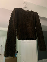 Load image into Gallery viewer, 1990s Yohji Yamamoto Cropped Olive Cableknit Sweater - Size S