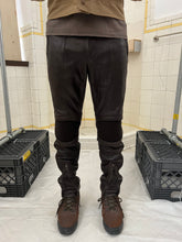 Load image into Gallery viewer, aw1996 Issey Miyake Brown Leather Moto Trousers with Ribbed Knee Panels - Size M
