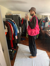 Load image into Gallery viewer, ss2004 Issey Miyake Futuristic Deformed Pink Neoprene Backpack / Tote Bag with Transparent Piping Trim - Size OS