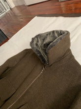 Load image into Gallery viewer, 1990s Katharine Hamnett Cropped Dark Khaki Wool Jacket with Fur Collar - Size M