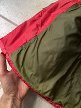 Load image into Gallery viewer, 1990s Armani Textured Iridescent Red Nylon Military Parka with Roll Hood - Size XL