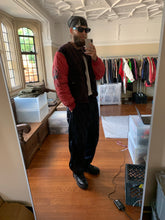Load image into Gallery viewer, 1990s Armani Modular Hunting Jacket with Faded Purple Corduroy Base and Red Quilted Nylon Sleeves - Size L