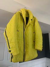 Load image into Gallery viewer, aw1993 Issey Miyake Quilted Yellow Nylon Moto Parka with Wrap Neck and Packable Hood - Size L