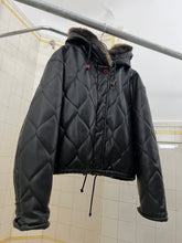 Load image into Gallery viewer, 1990s Armani Quilted Leather Cropped Jacket with Fur Hood - Size S