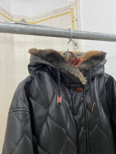 Load image into Gallery viewer, 1990s Armani Quilted Leather Cropped Jacket with Fur Hood - Size S