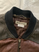 Load image into Gallery viewer, 1990s Armani Cropped Leather Bomber Jacket with Exaggerated Ribbing Hem - Size M
