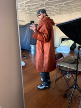Load image into Gallery viewer, aw1994 Issey Miyake Translucent Burnt Orange Oversize Long Coat with Packable Hood - Size L