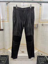 Load image into Gallery viewer, aw1996 Issey Miyake Brown Leather Moto Trousers with Ribbed Knee Panels - Size M