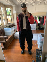 Load image into Gallery viewer, 1990s Armani Modular Hunting Jacket with Faded Purple Corduroy Base and Red Quilted Nylon Sleeves - Size L