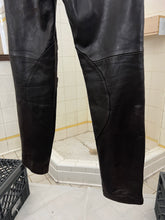 Load image into Gallery viewer, aw1996 Issey Miyake Brown Leather Moto Trousers with Ribbed Knee Panels - Size M