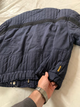 Load image into Gallery viewer, 1980s Armani Heavy Navy Cotton Cropped Bomber with Black Contrast Trim Detailing - Size XL