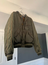 Load image into Gallery viewer, 1990s Armani Olive Nylon Bomber Jacket with Removable Hood - Size S