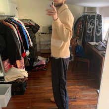 Load image into Gallery viewer, 1990s Yohji Yamamoto Hand Painted White Stripe Beige Wool Sweater - Size M
