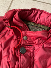Load image into Gallery viewer, 1990s Armani Textured Iridescent Red Nylon Military Parka with Roll Hood - Size XL