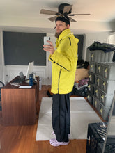Load image into Gallery viewer, aw1993 Issey Miyake Quilted Yellow Nylon Moto Parka with Wrap Neck and Packable Hood - Size L