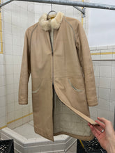 Load image into Gallery viewer, 2000s Mandarina Duck Contemporary Long Leather Padded Jacket with Faux Fur Collar - Size S
