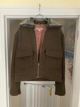 Load image into Gallery viewer, 1990s Katharine Hamnett Cropped Dark Khaki Wool Jacket with Fur Collar - Size M