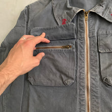 Load image into Gallery viewer, 1950s Vintage "Air France" Red Logo Embroidered Faded Mechanic Jacket - Size M