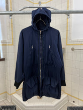 Load image into Gallery viewer, 1990s Katharine Hamnett Navy Silk Hooded Parka with Articulated Ribbed Cuffs - Size M