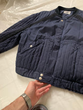 Load image into Gallery viewer, 1980s Armani Heavy Navy Cotton Cropped Bomber with Black Contrast Trim Detailing - Size XL