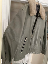 Load image into Gallery viewer, 1994 CDGH Slate Grey Leather Jacket with Removable Fur Collar - Size XL