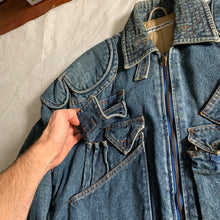 Load image into Gallery viewer, 1980s Katharine Hamnett Denim Cargo Bomber Jacket - Size L