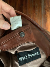 Load image into Gallery viewer, aw1992 Issey Miyake Leather Pillow Neck Flight Jacket with Packable Hood - Size XL