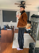 Load image into Gallery viewer, 1990s Armani Burnt Orange Corduroy B-15 Bomber Jacket with Removable Fur Collar and Articulated Shoulder Gusset - Size XL